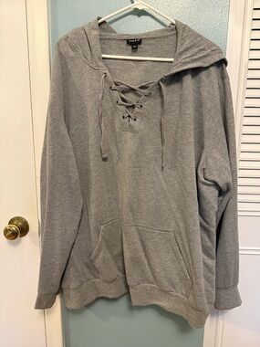 torrid Gray Lace-Up Hoodie Sweatshirt